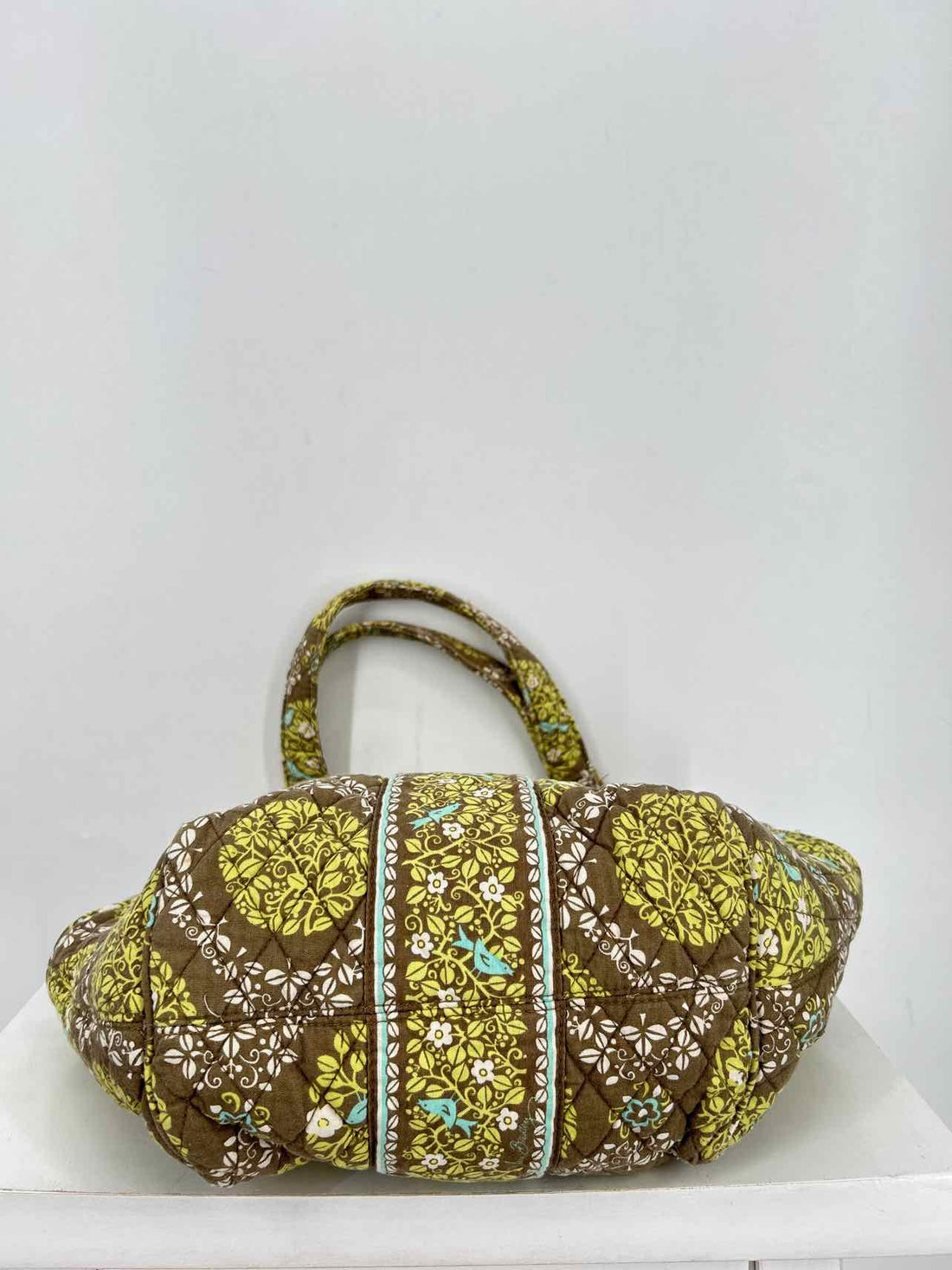 Vera Bradley Brown & Light Green Print Quilted Pre Owned Tote