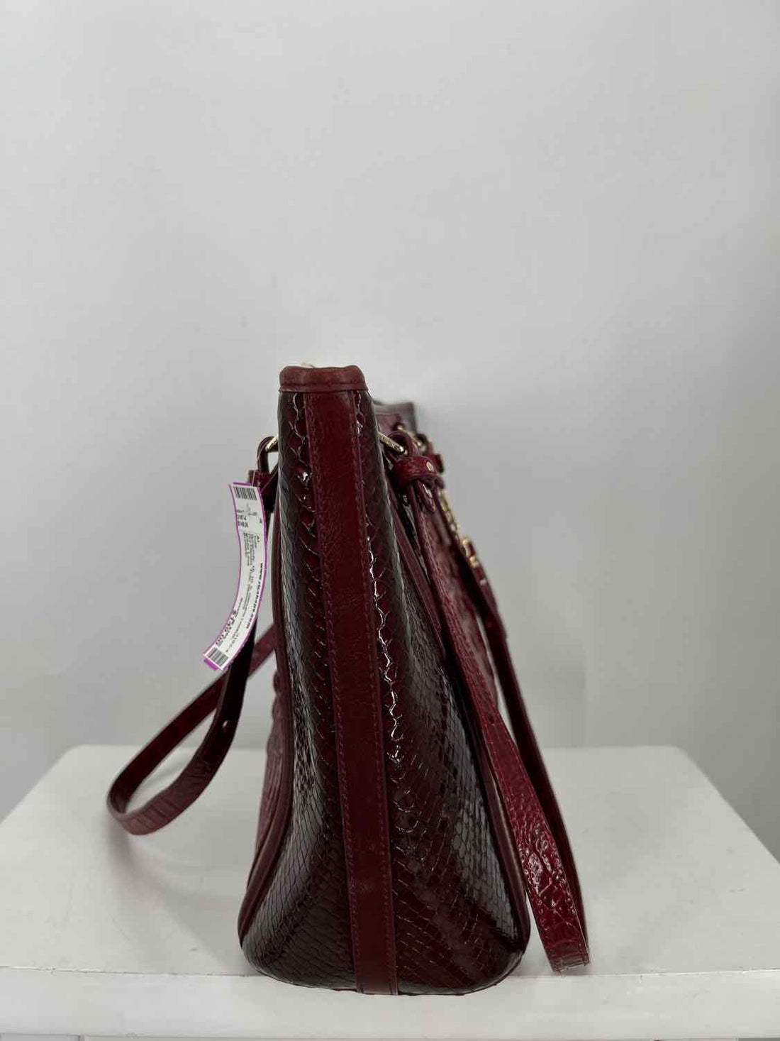 Brahmin Burgundy Genuine Leather Pre Owned Tote