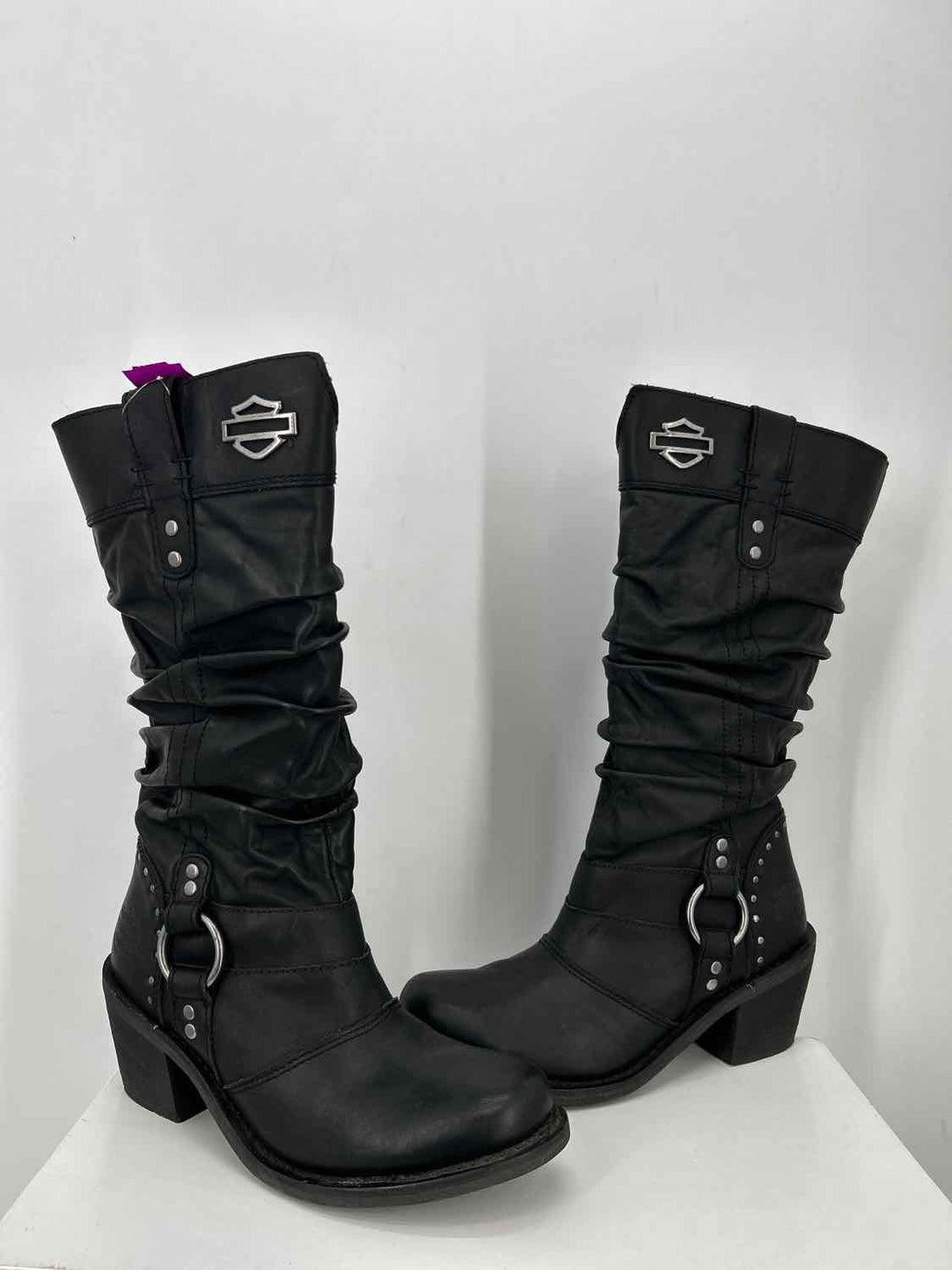 Harley Davidson Women Size 9 Black Genuine Leather Knee-High Boot