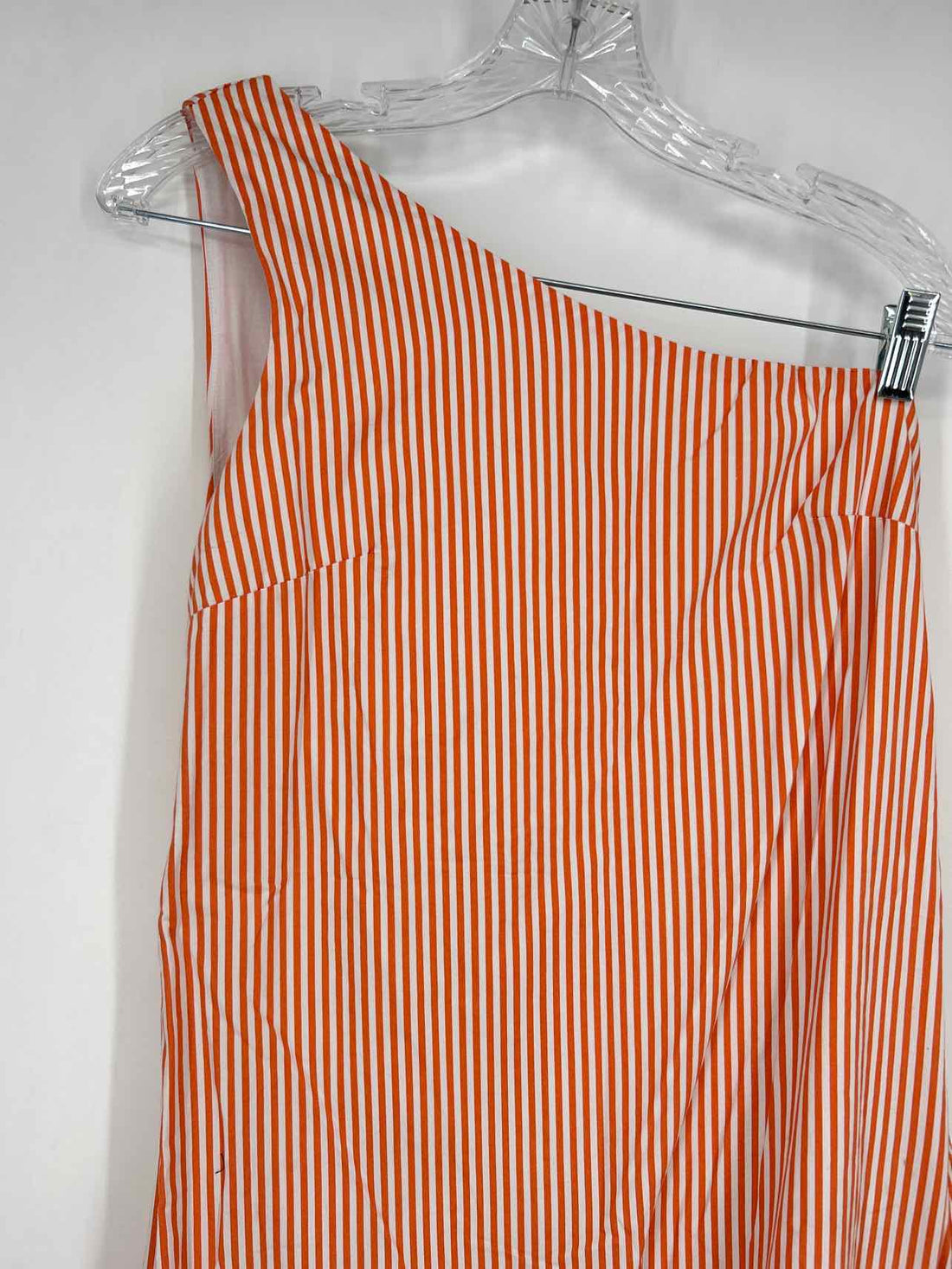 Fourteenth Place Size S Orange & White Striped One Shoulder Dress