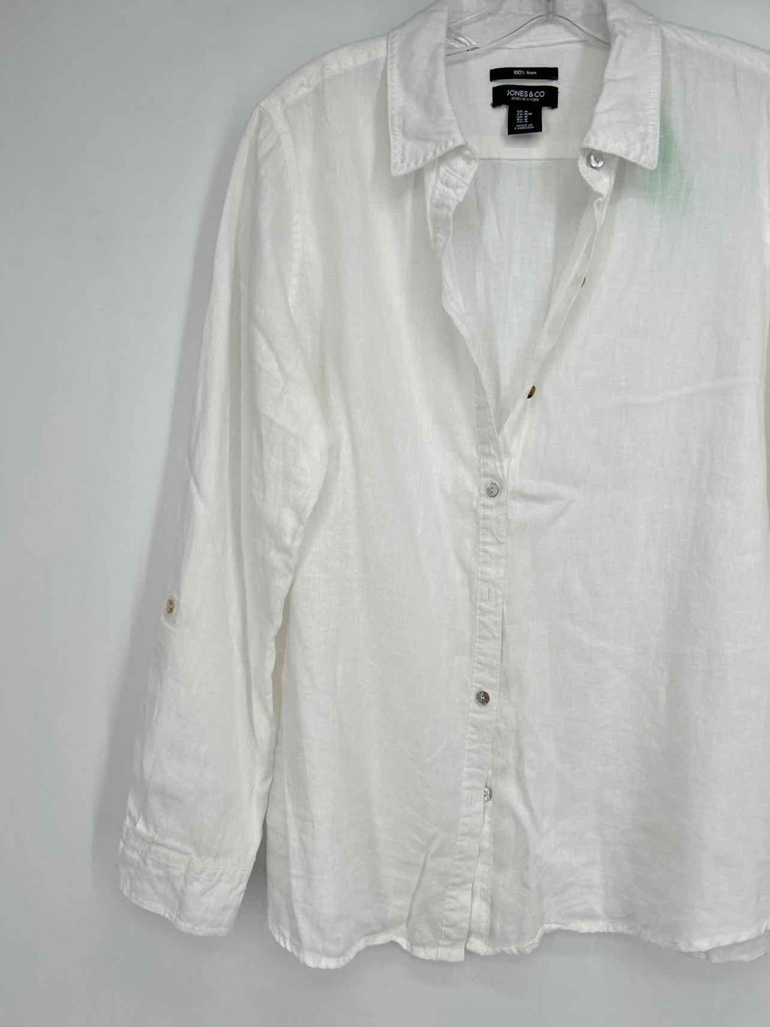 Jones & Co Size M White Linen Long Sleeve