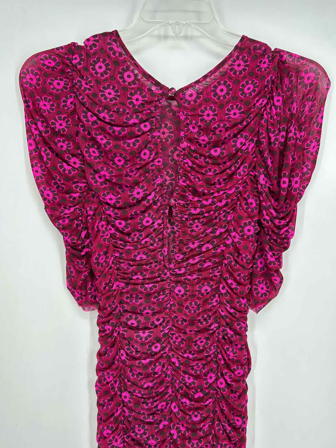 Free People Size M Maroon & Hot Pink Floral Mesh Dress