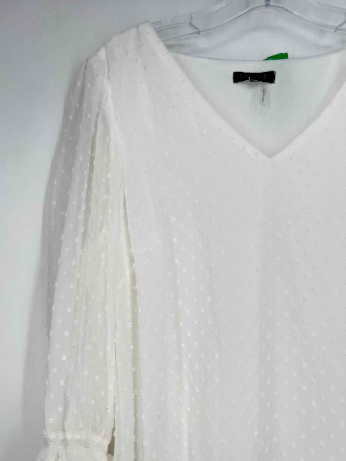 1 State Size L White Swiss Dot Long Sleeve