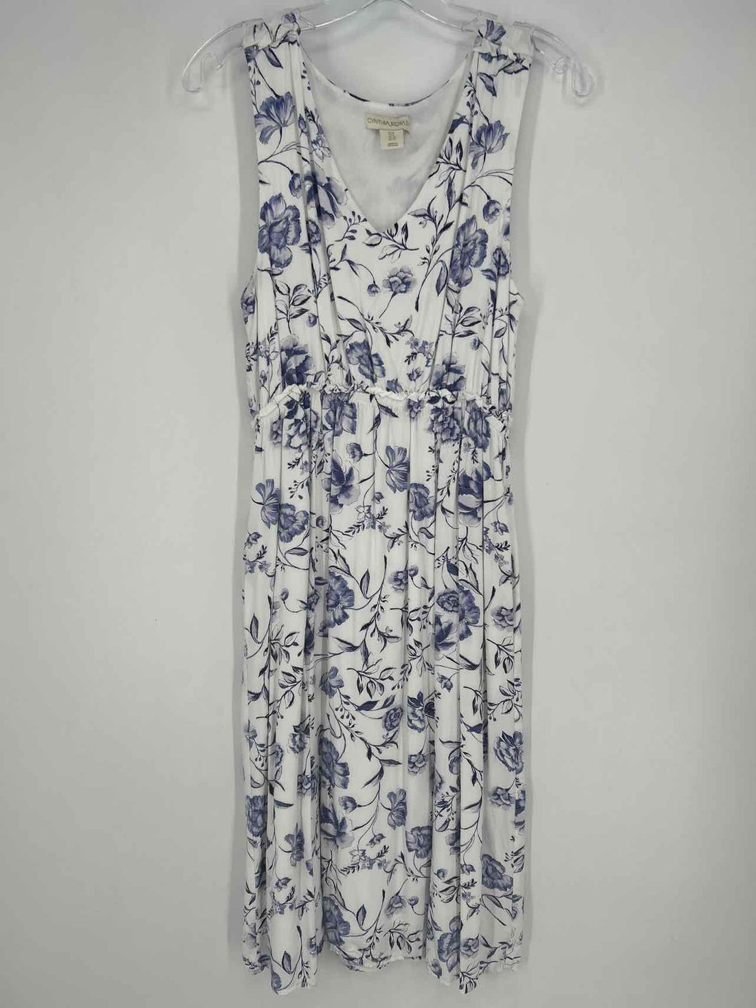 Cynthia Rowley Size 8 White & Blue Floral Sleeveless Dress