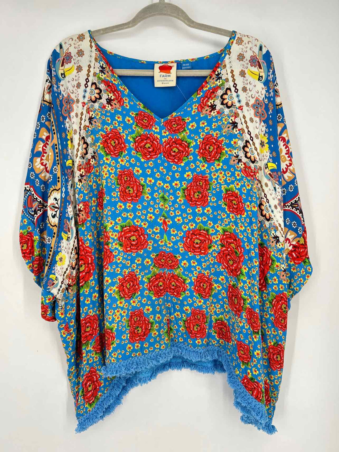 Farm for Anthropologie Size One Size Blue Floral Short Sleeve
