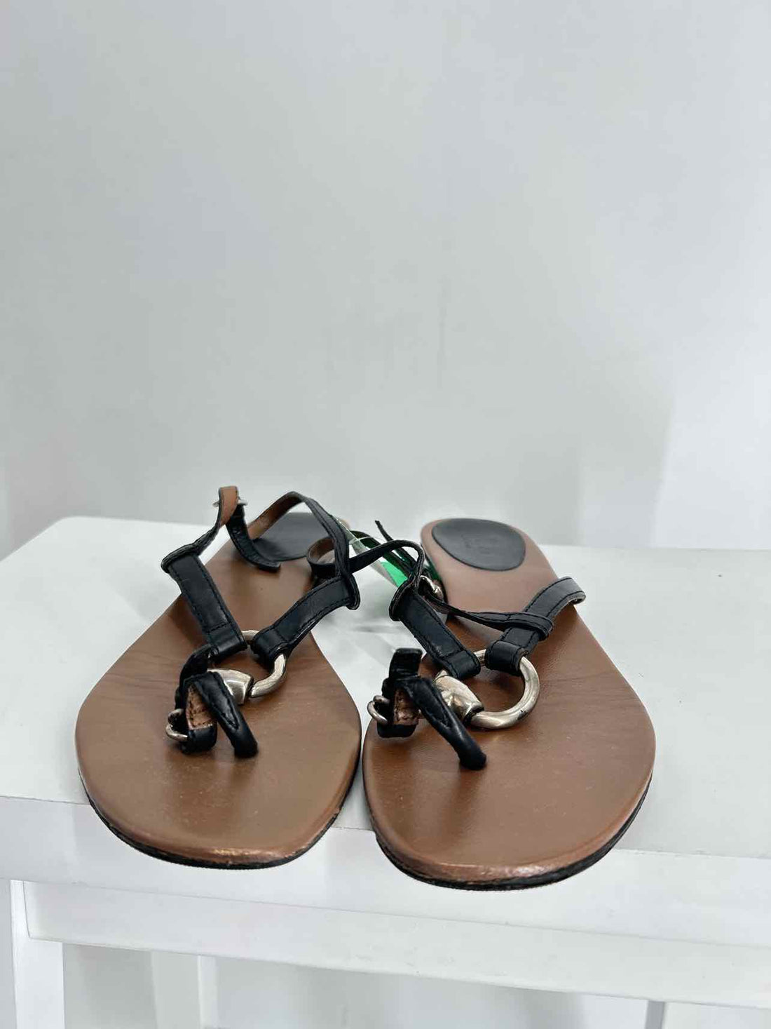 Gucci Horsebit Slingback Sandals Women Size 38 Black Pre Owned Leather LUXURY