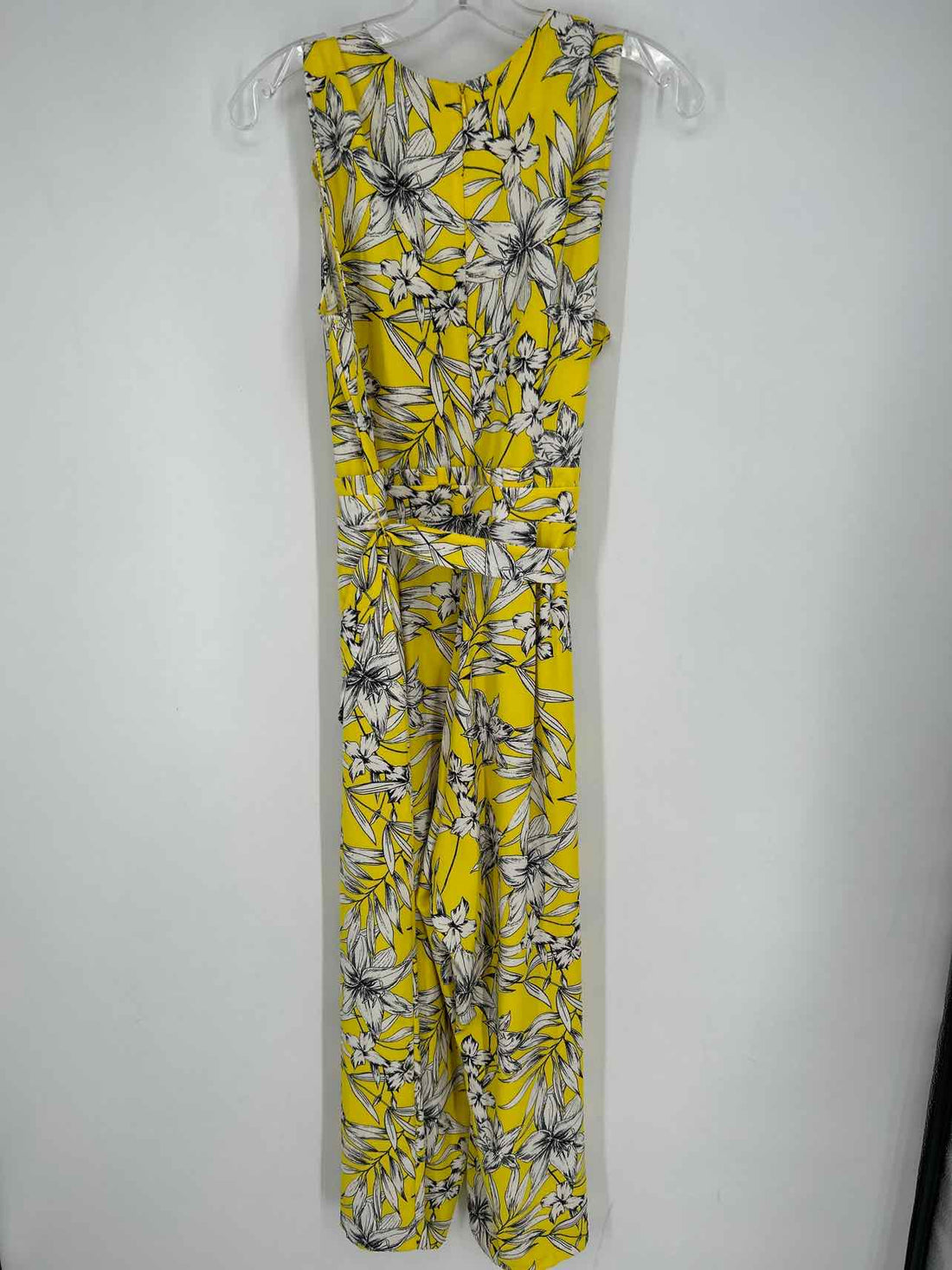 ECI Size M Yellow & White Floral Sleeveless Jumpsuit