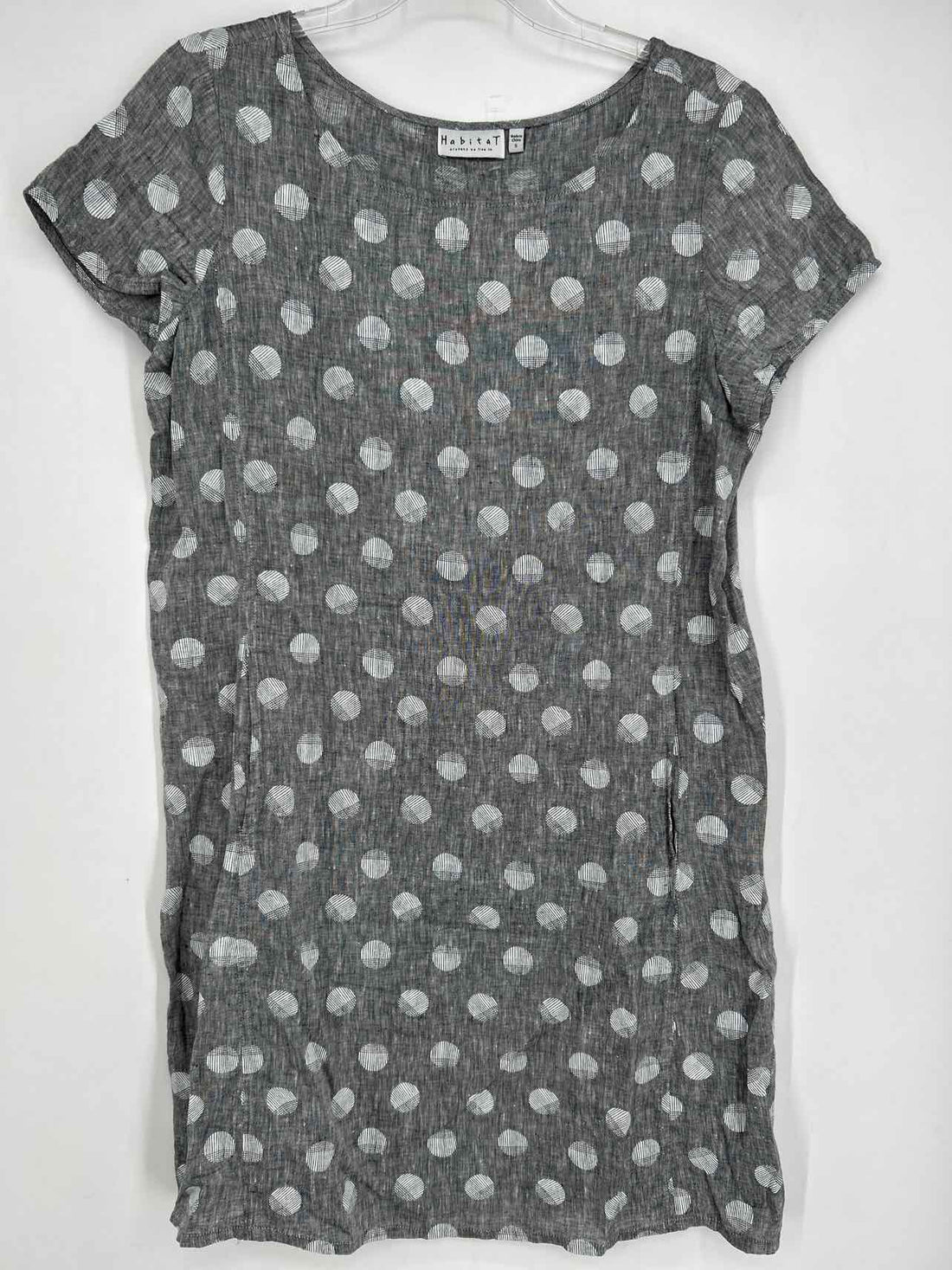 Habitat Size S Grey Polkadot Linen Dress