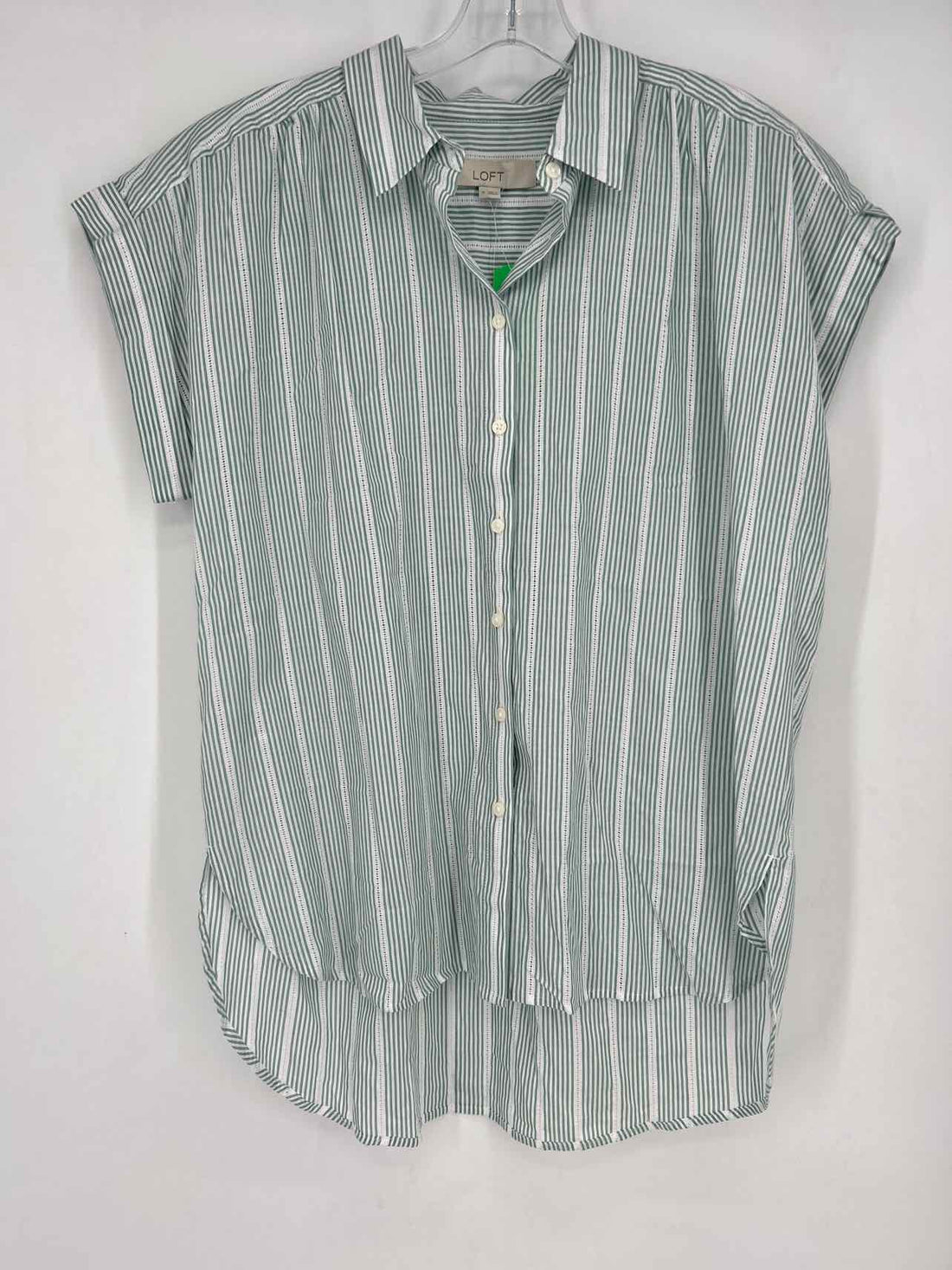 Loft Size M Green & White Stripe NWT Short Sleeve