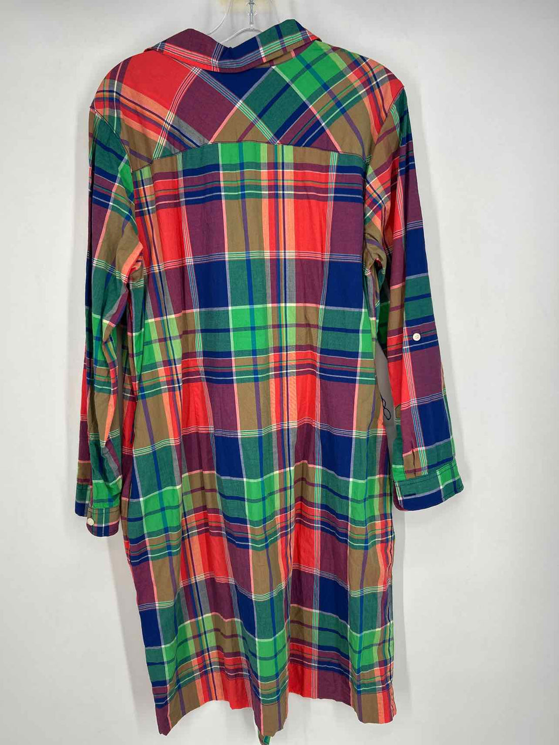 Talbots Size 16 Blue & Green Plaid Long Sleeve Dress