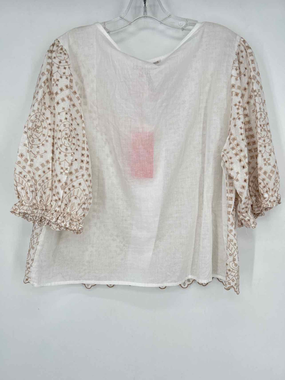 Hester & Orchard Size XL White & Beige Eyelet NWT Short Sleeve