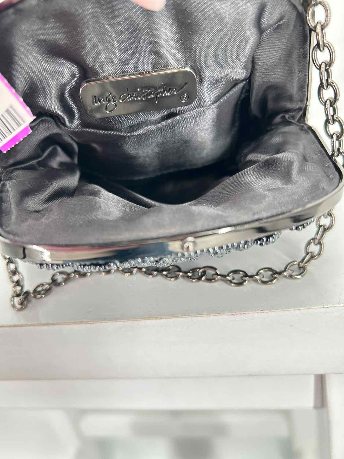 Inge Christopher Gunmetal Beaded Pre Owned Purse
