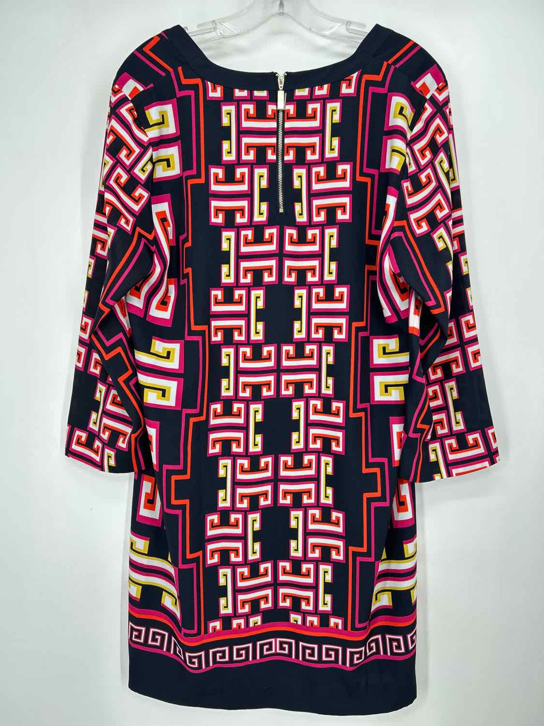 Crown & Ivy Size 14 Navy Print Long Sleeve Dress