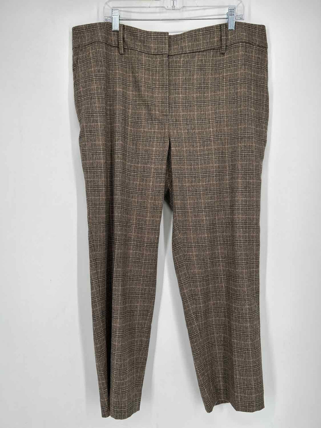 Talbots Size 16W Tan Plaid Luxe Wool Slim Ankle Pants