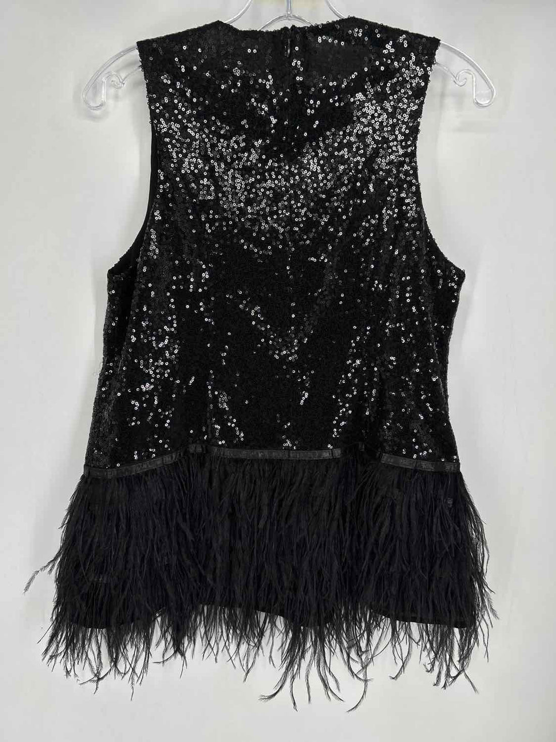 Tyler Boe L Black Sequin Feather Sleeveless Holiday