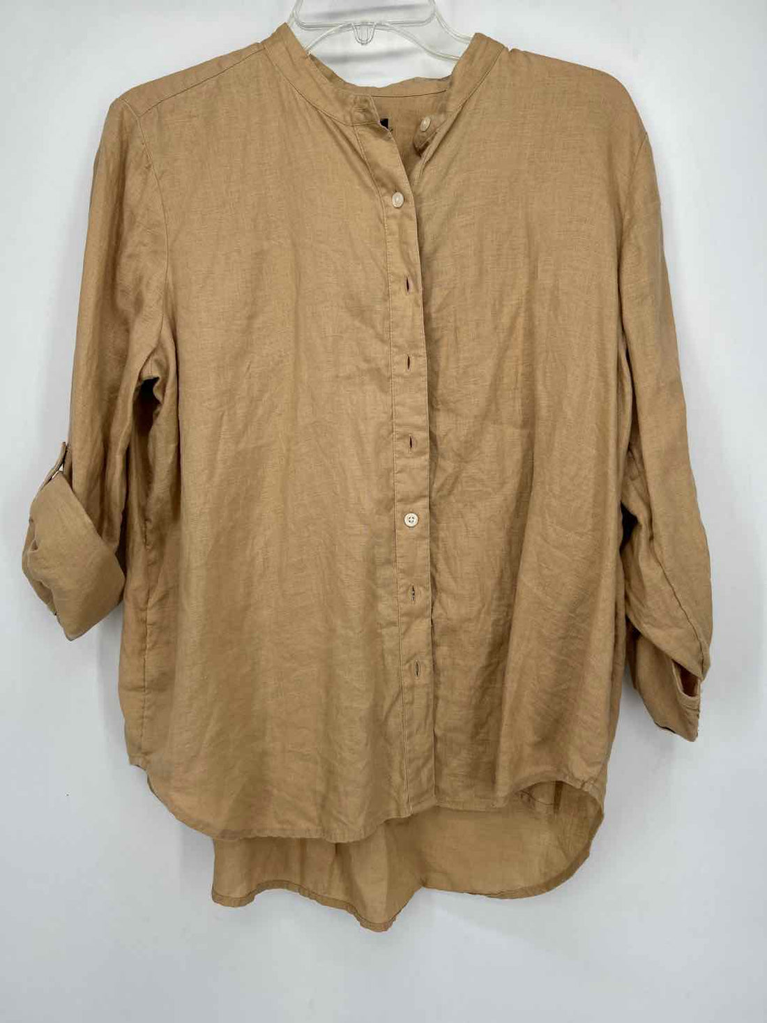 Ann Taylor Size L Tan Linen Long Sleeve
