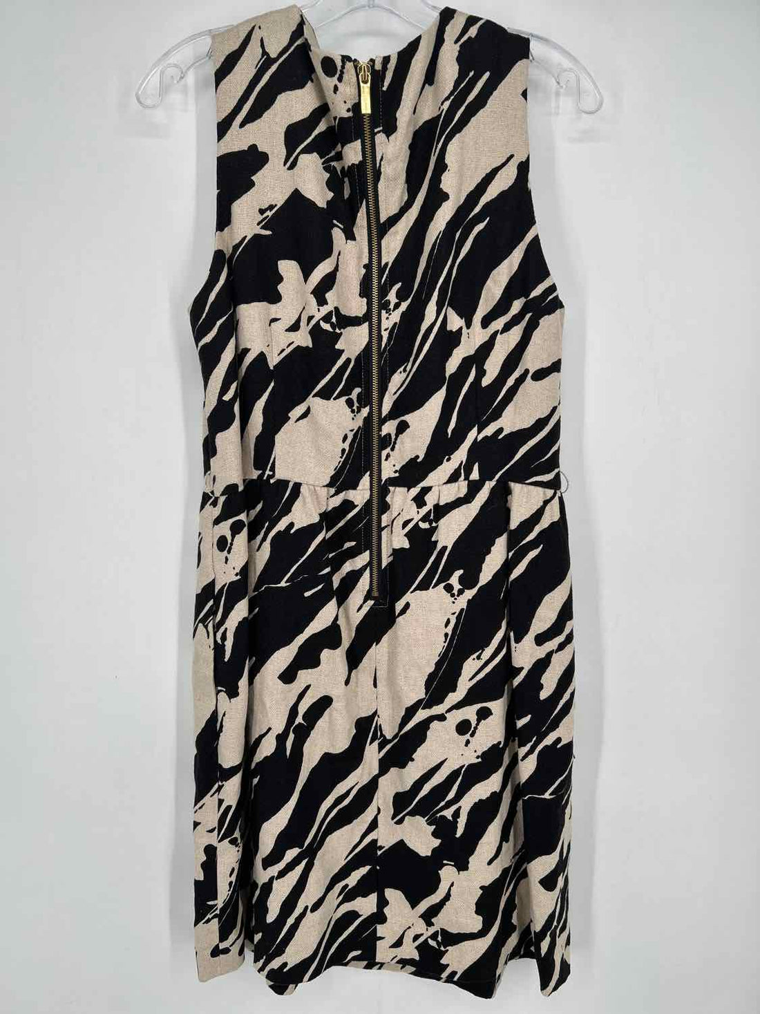 Michael Kors Size 12 Cream & Black Linen 100% Sleeveless Dress