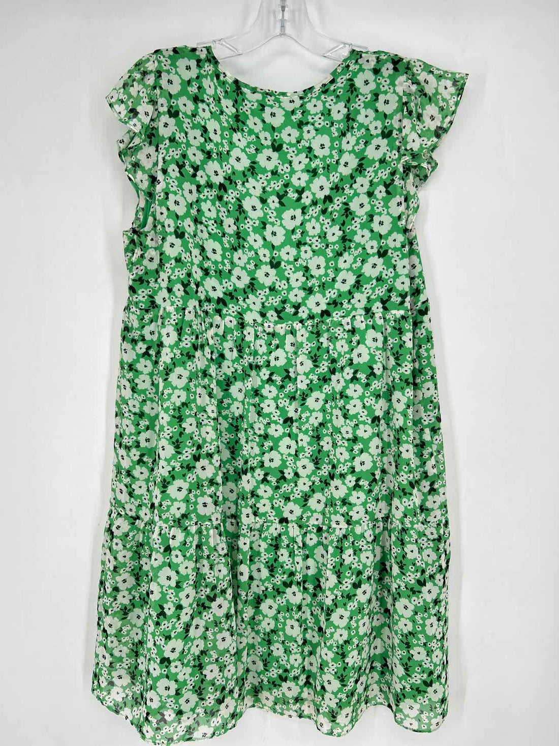 19 Cooper Size M Green & White Floral Short Sleeve Dress