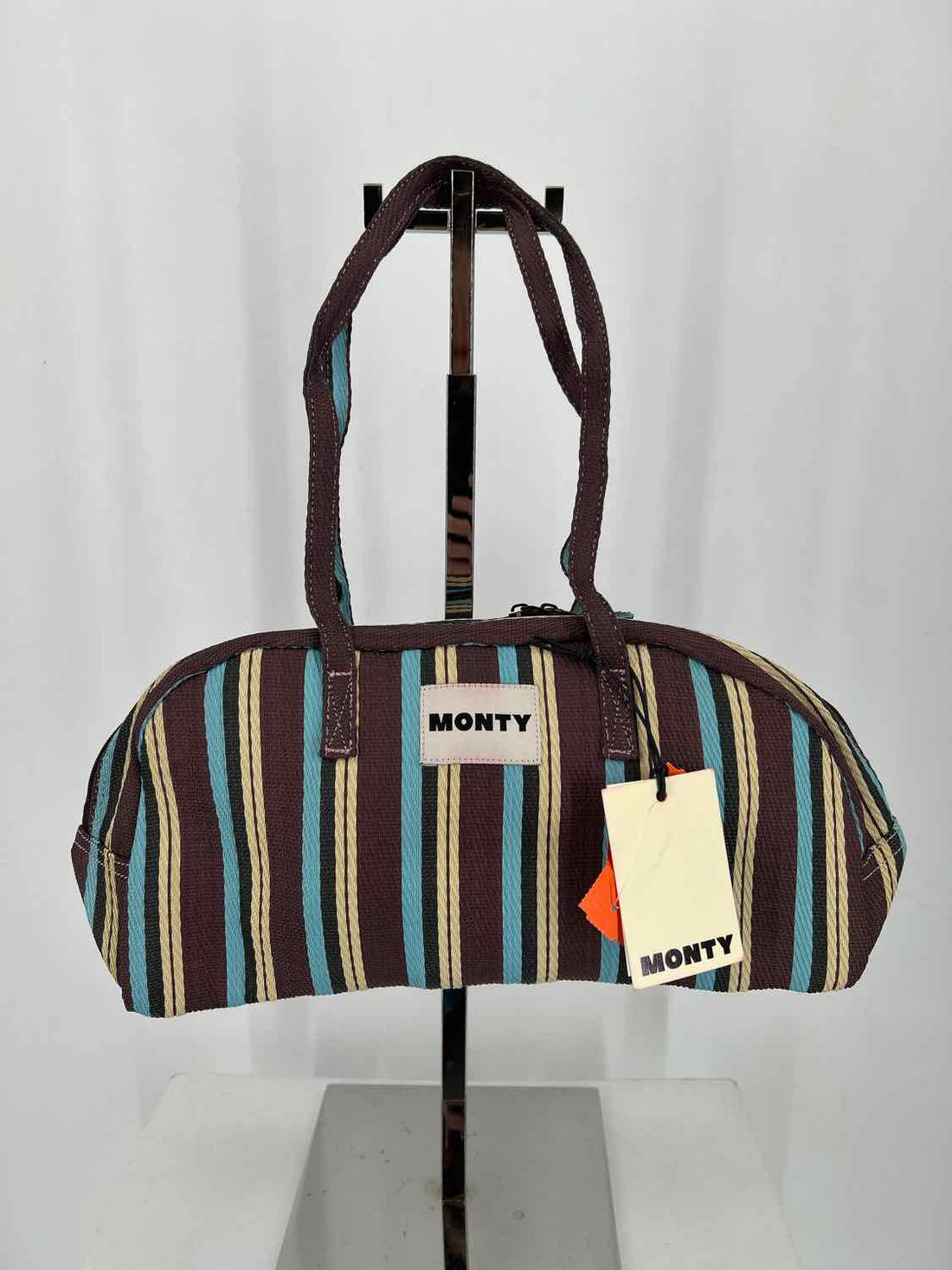 Monty Burgundy Striped Recycled Nylon NWT Arc Purse