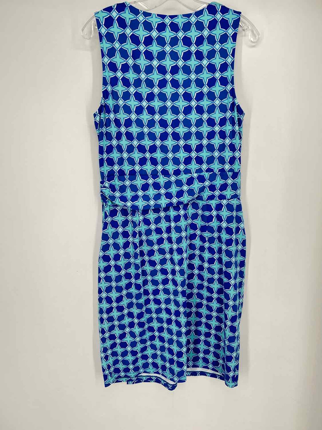 J McLaughlin Size L Blue & Aqua Print Sleeveless Dress