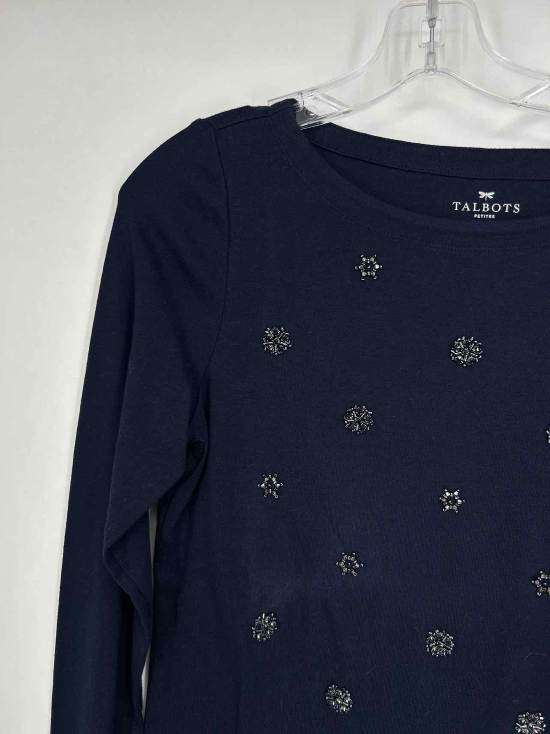 Talbots Size LP Navy Embellished NWT Long Sleeve