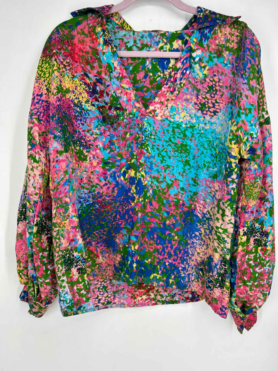 LA Fuori Size M Multi Print Silk Long Sleeve