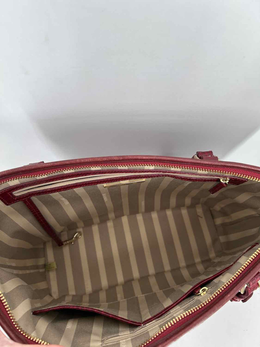 Brahmin Burgundy Genuine Leather Pre Owned Tote