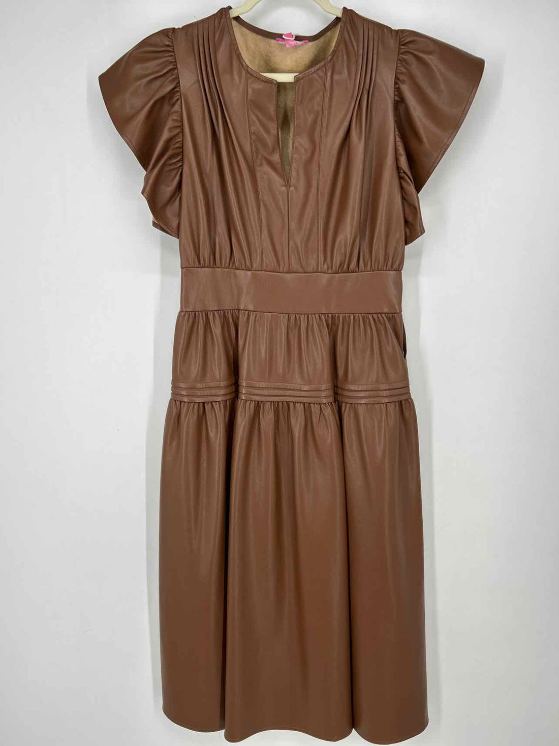 Sincerely Ours M Brown Faux Leather New Boutique Dress