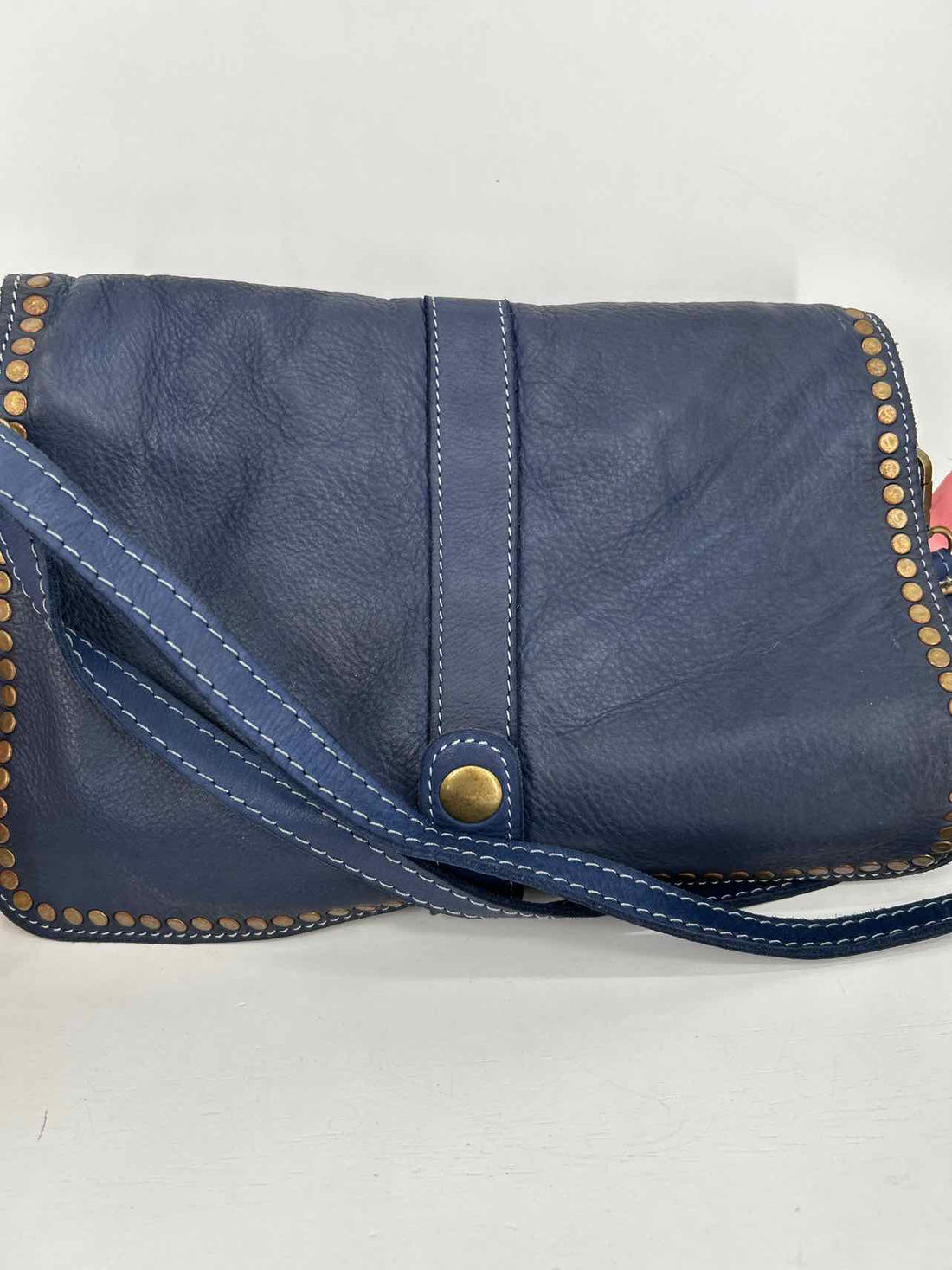 No Brand Name Navy Leather Pre Owned Purse