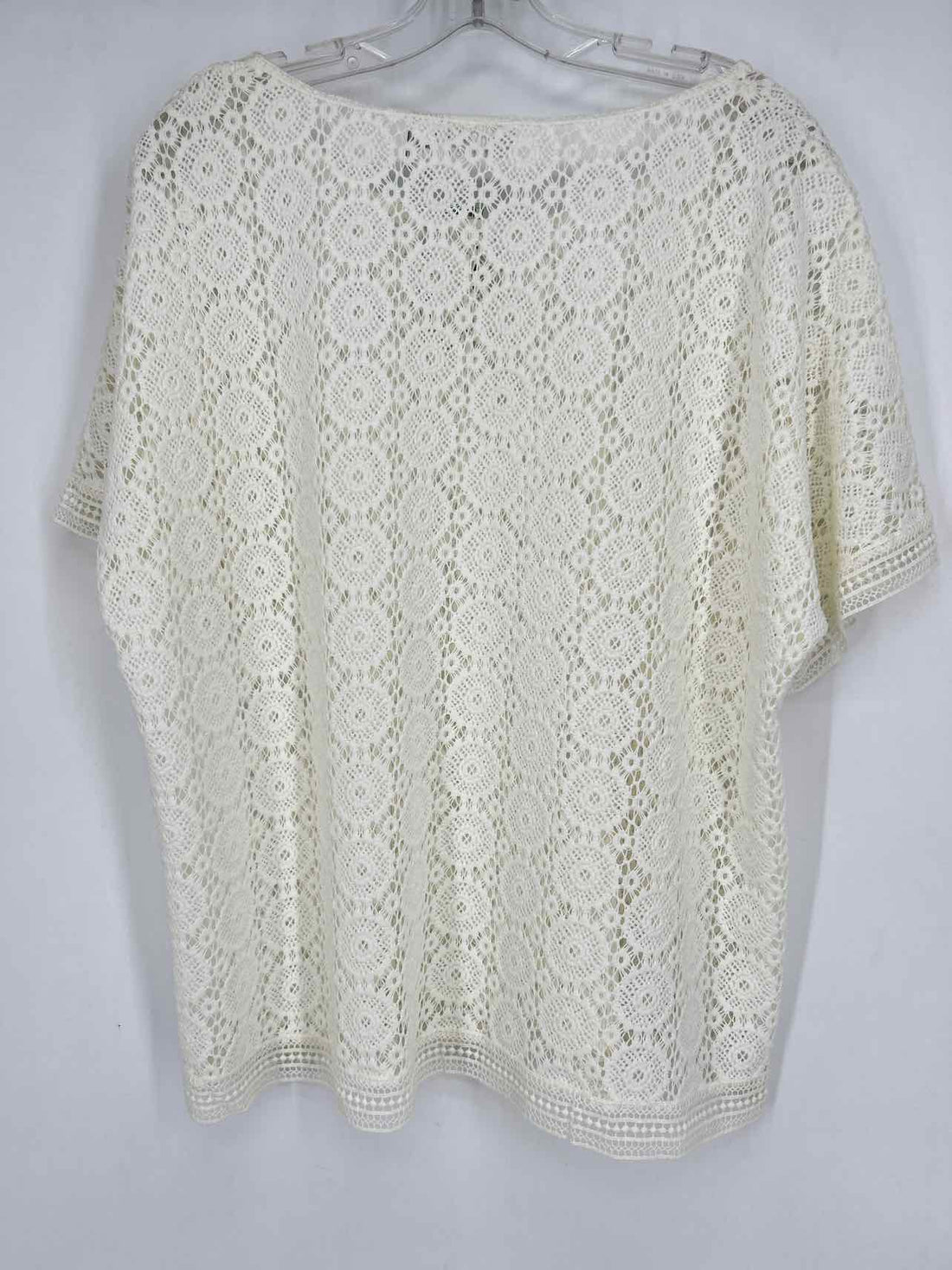Chicos Size 3/XL White Crochet Short Sleeve