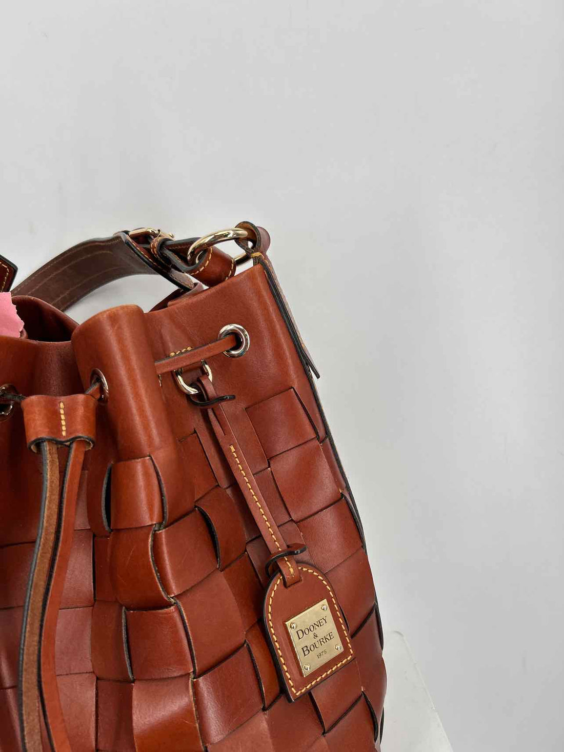 Dooney & Bourke Cognac Belmar Woven Drawstring 30