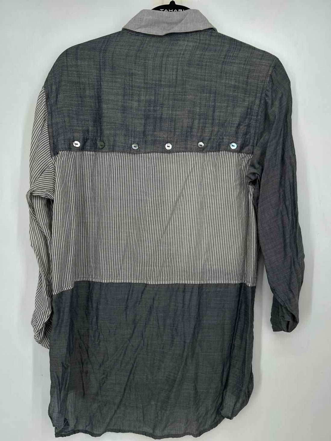 John Mark Size S Gray & White Striped Long Sleeve