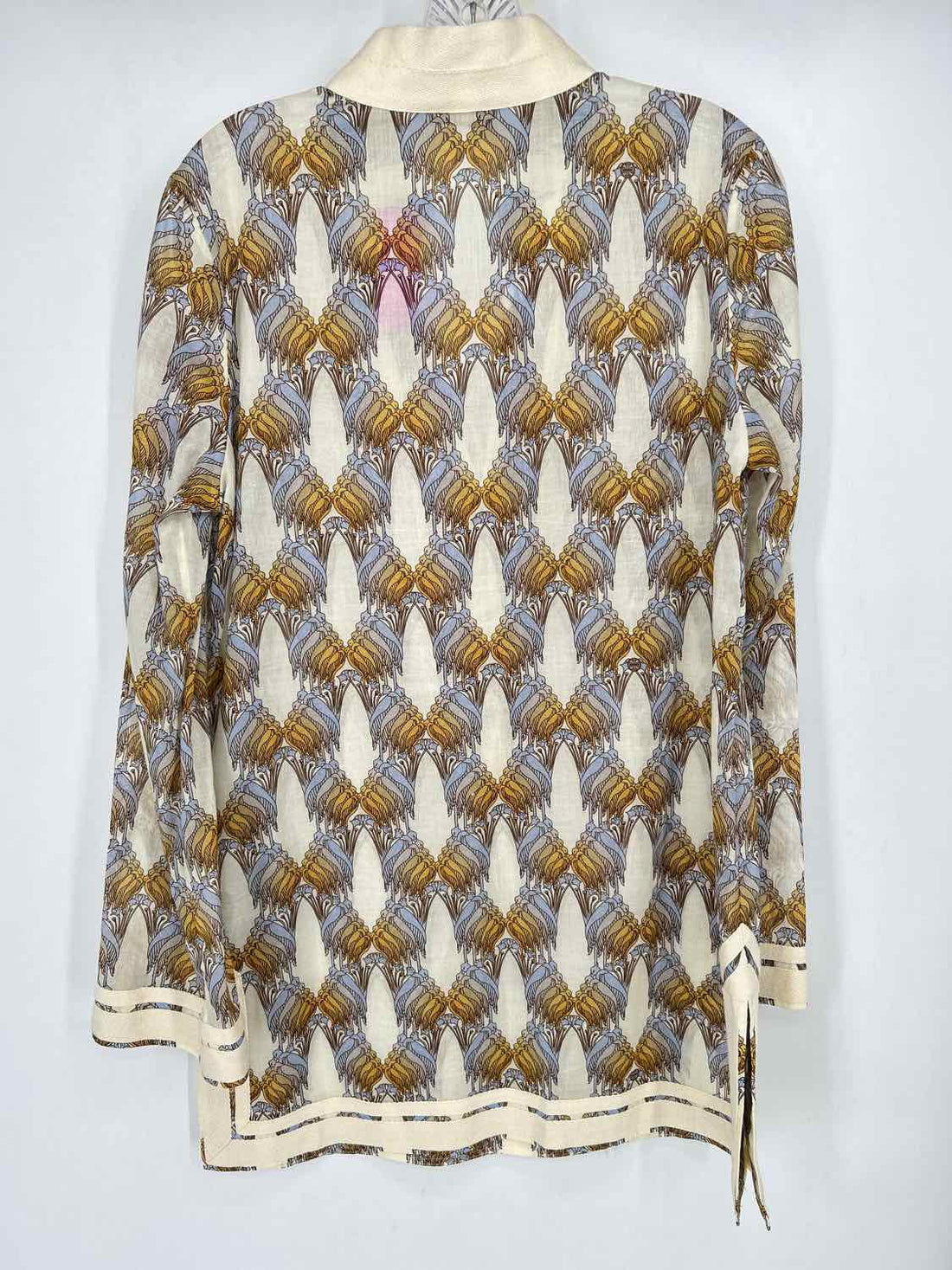 Tory Burch Size M Cream Print Long Sleeve Coverup