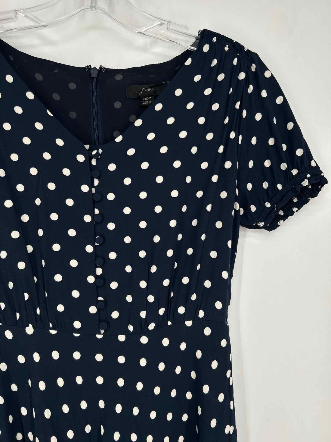 J Crew Size 00P Navy & White Polkadot Short Sleeve Dress