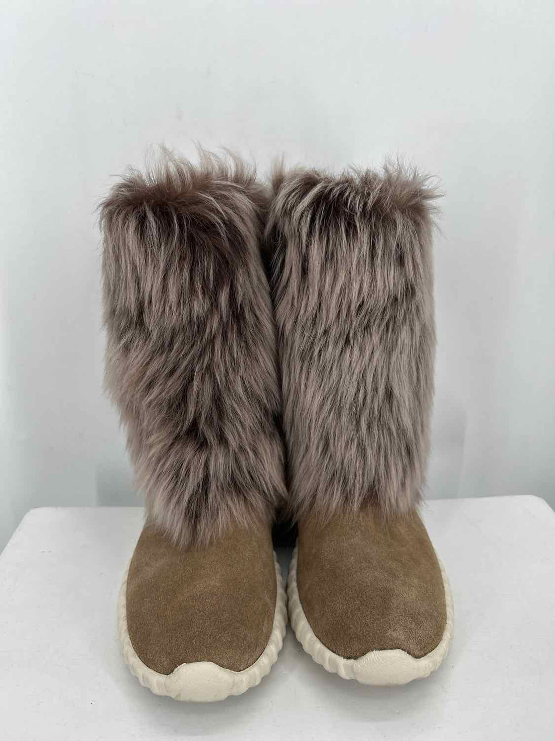 Johnston & Murphy Women Size 9.5 Taupe Faux Fur Mid Calf Boot