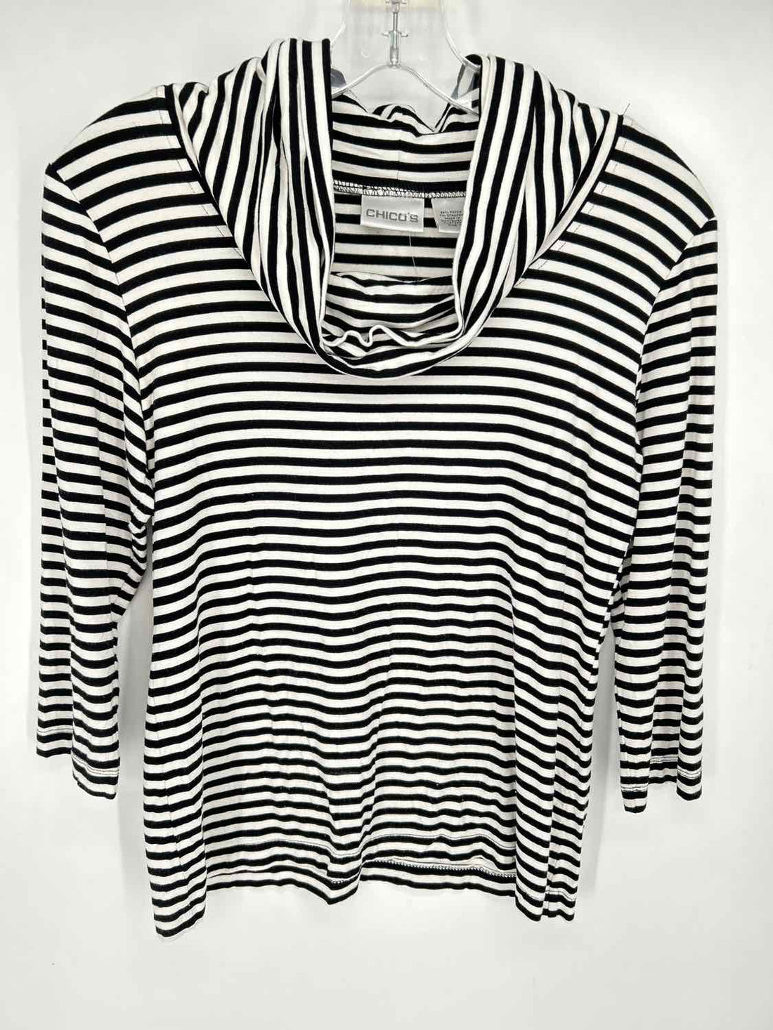 Chicos Size 0 Black & White Striped Long Sleeve
