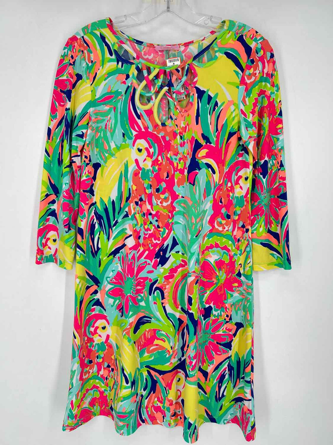 Lilly Pulitzer S Green & Pink Print Long Sleeve Lilly Pulitzer Dress