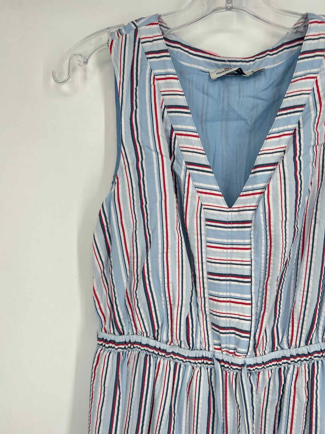 Vineyard Vines Size XS Light Blue White & Red Striped Sleeveless Dress