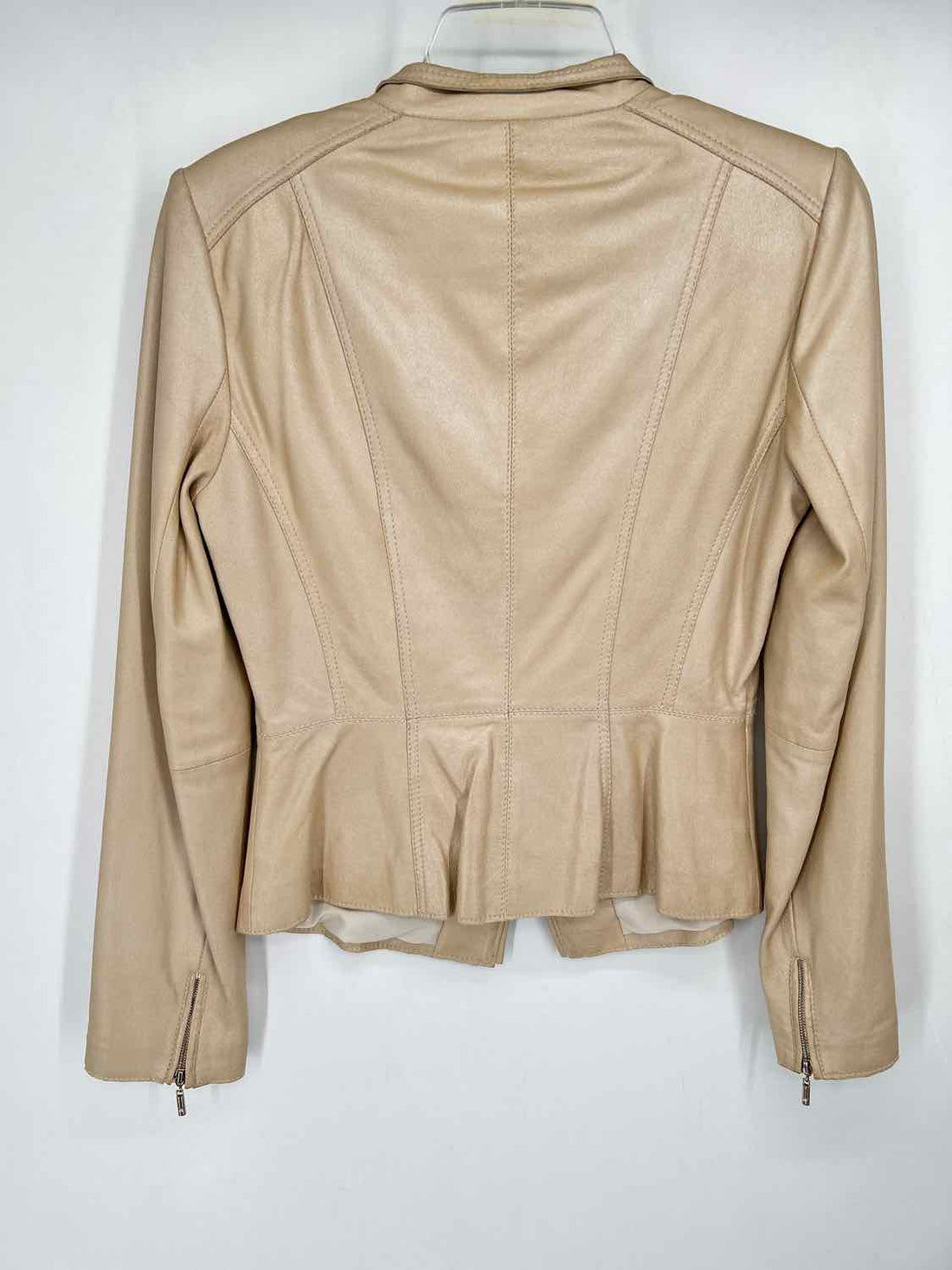 White House Black Market Size XS Metallic Beige Leather Jacket