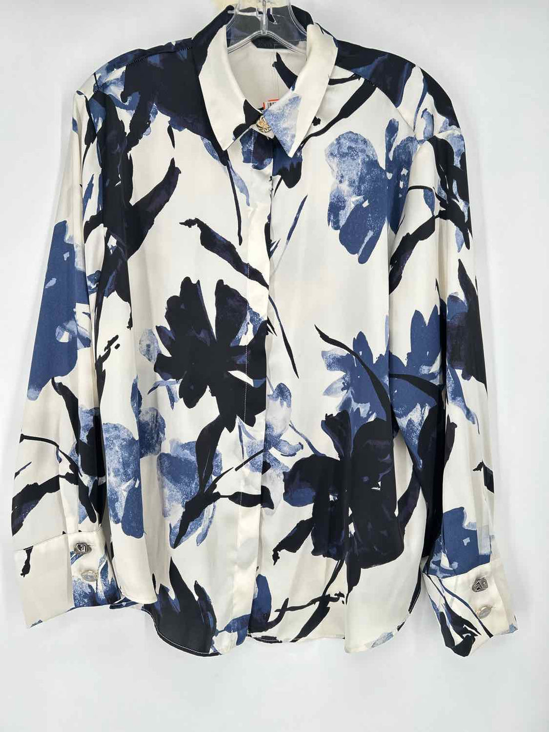 Zara Size L Blue Floral Long Sleeve