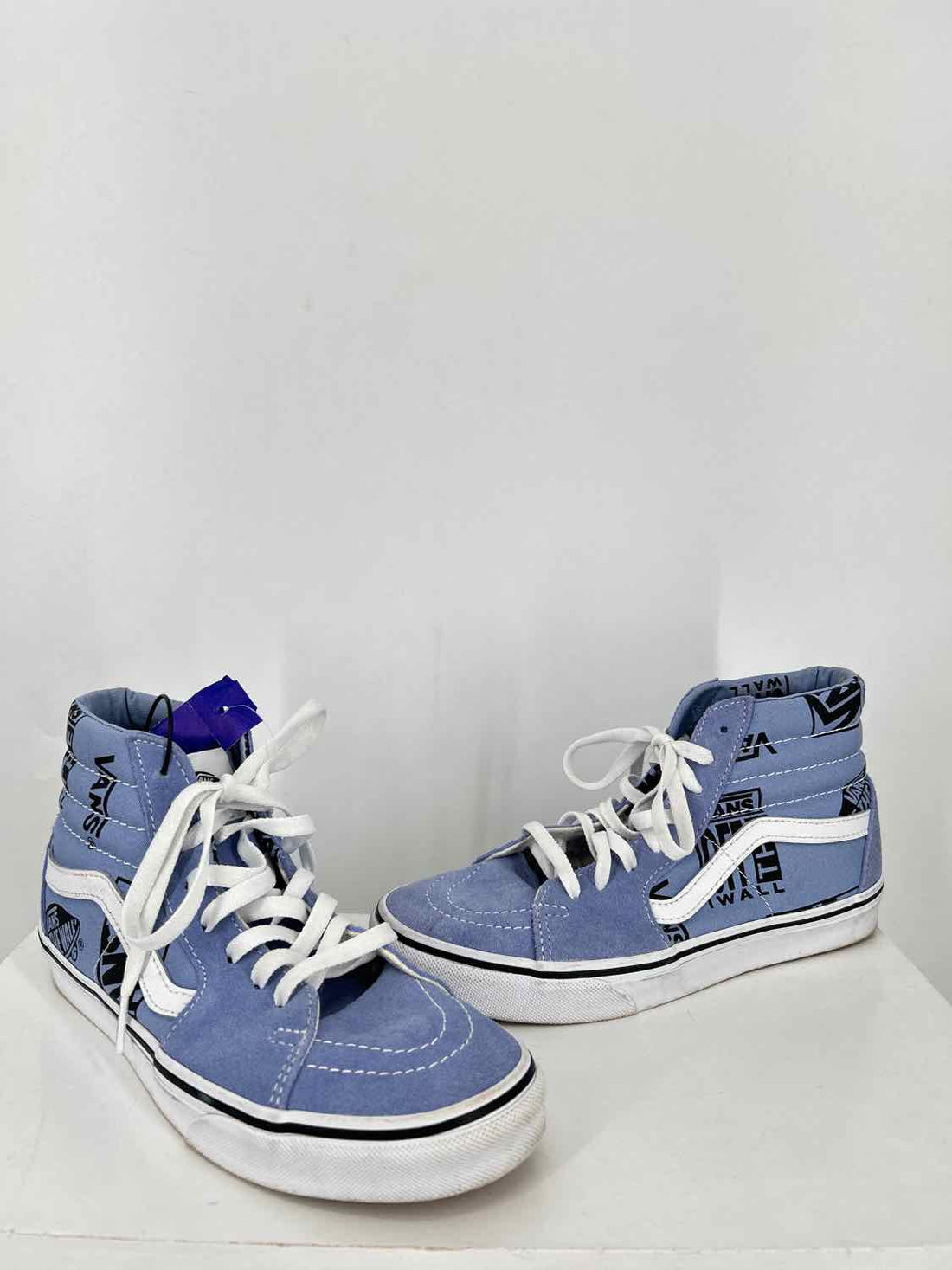 Vans Women Size 8 Blue Print Canvas & Leather Sneakers