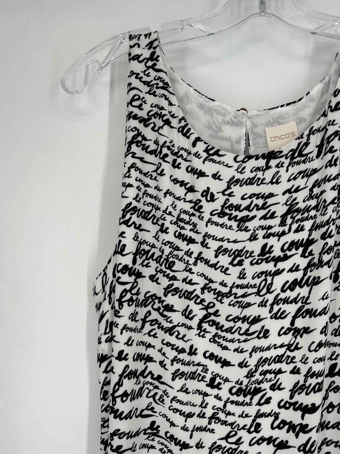 Chicos Size 3 (XL) White & Black Sleeveless Sleeveless