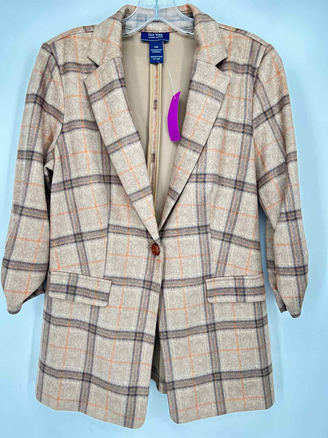 New York Clothing Company Size MP Tan Plaid Blazer