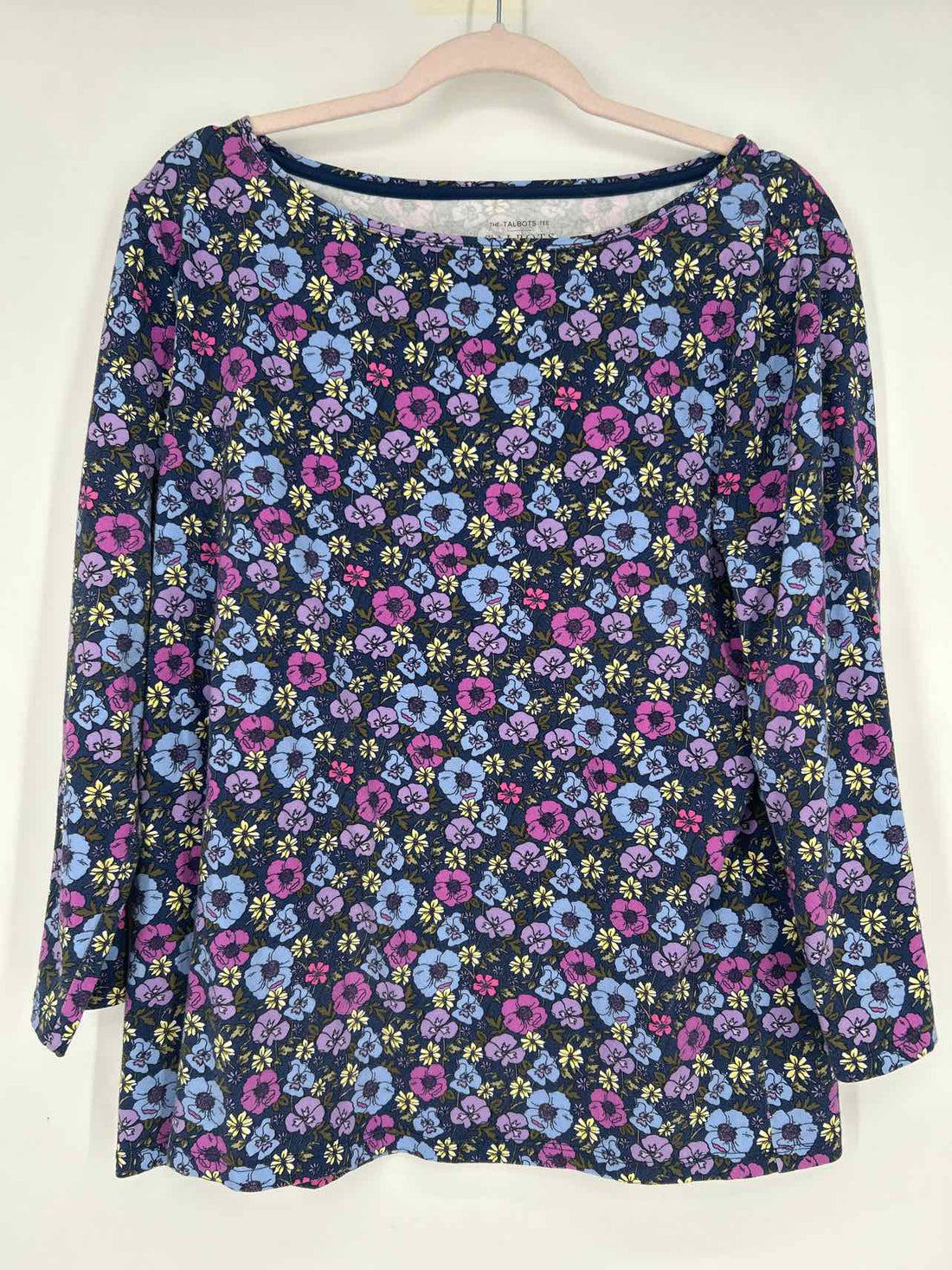 Talbots Size XL Navy Floral Long Sleeve
