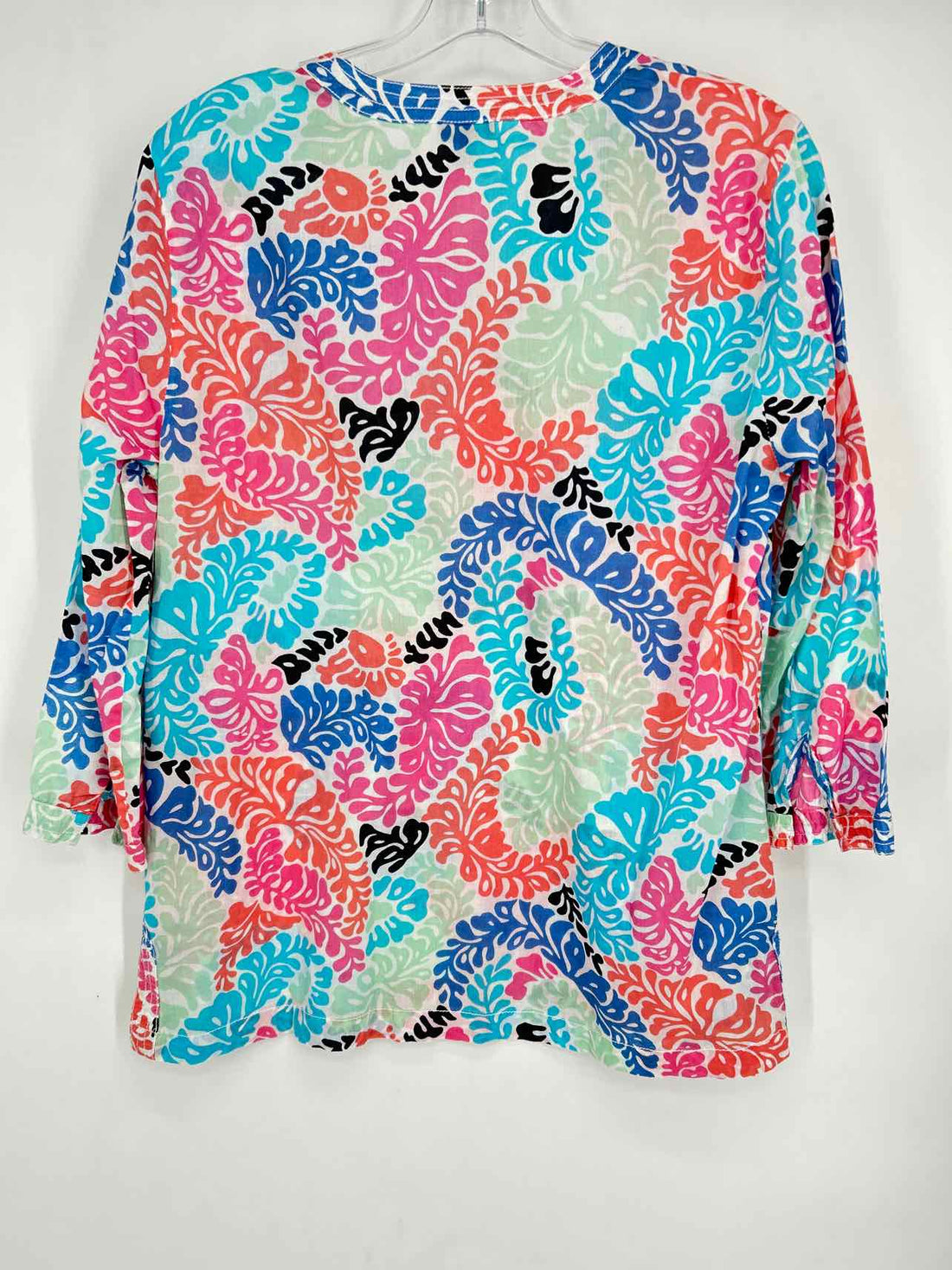 Talbots Size M White Print Cotton Long Sleeve