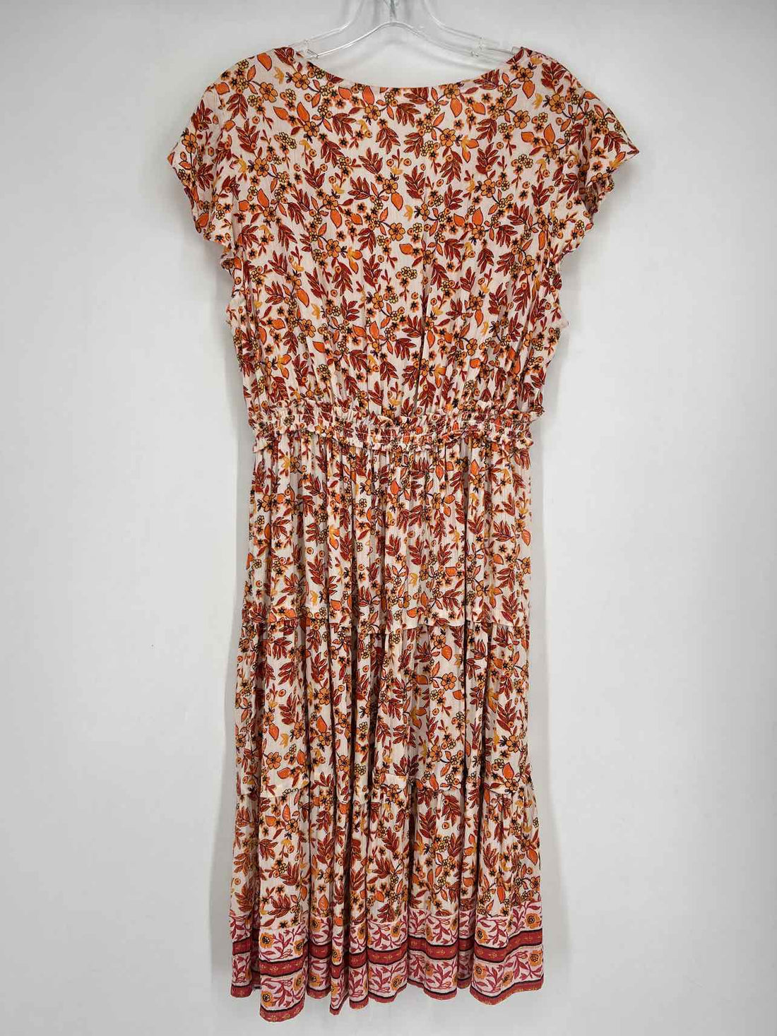 Sky & Sand Size M White & Orange Print Dress