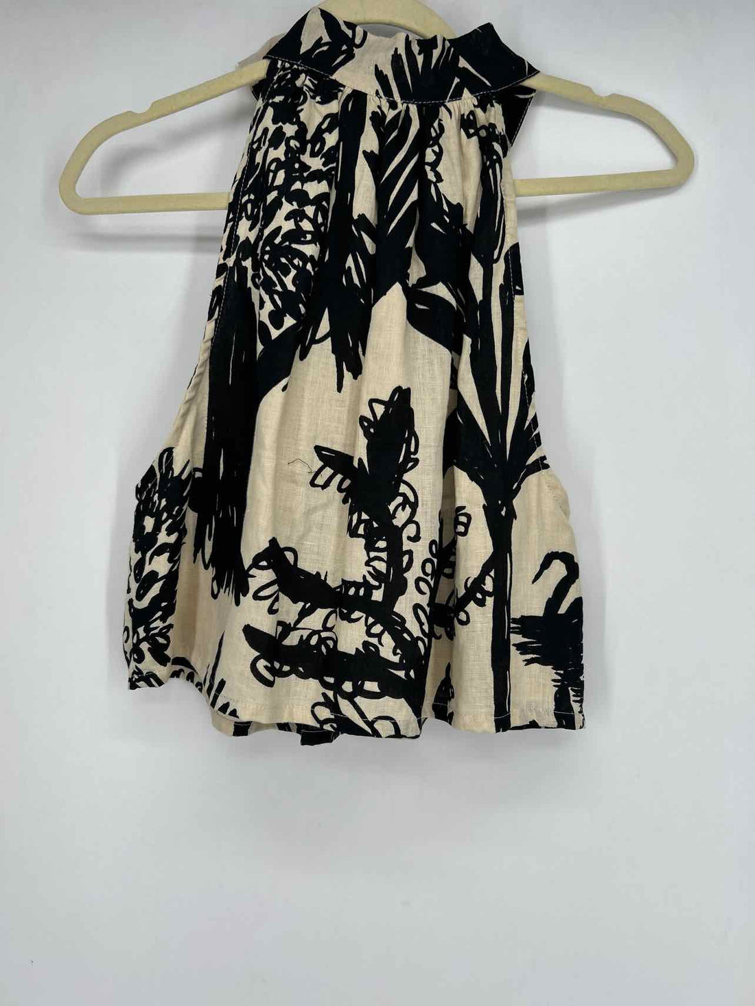 Bel Kazan Size L Cream & Black Linen NWT Halter Top