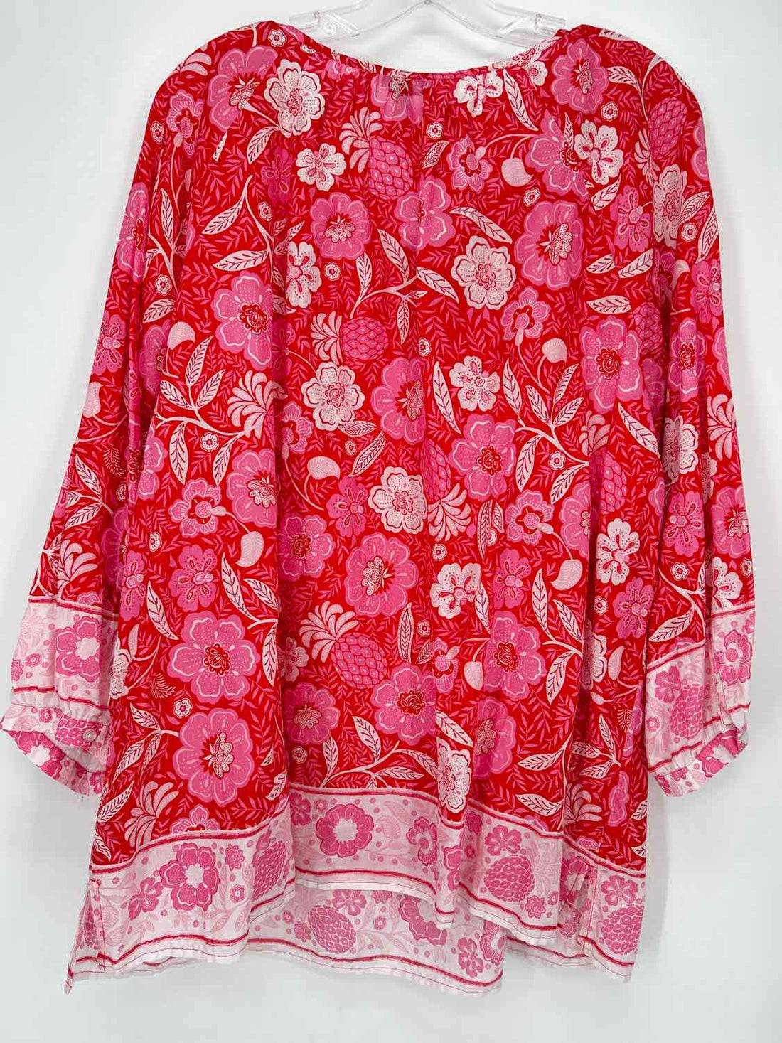 Talbots Size 2X Red Floral Top/Blouse