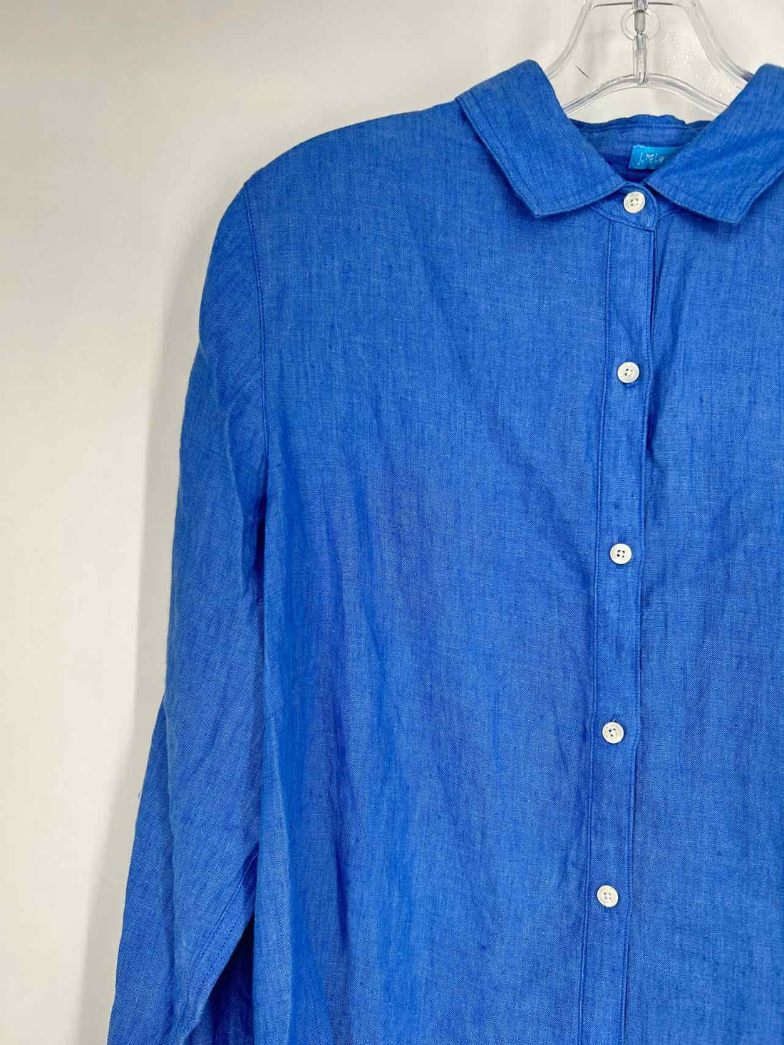 J McLaughlin Size L Blue Linen Long Sleeve