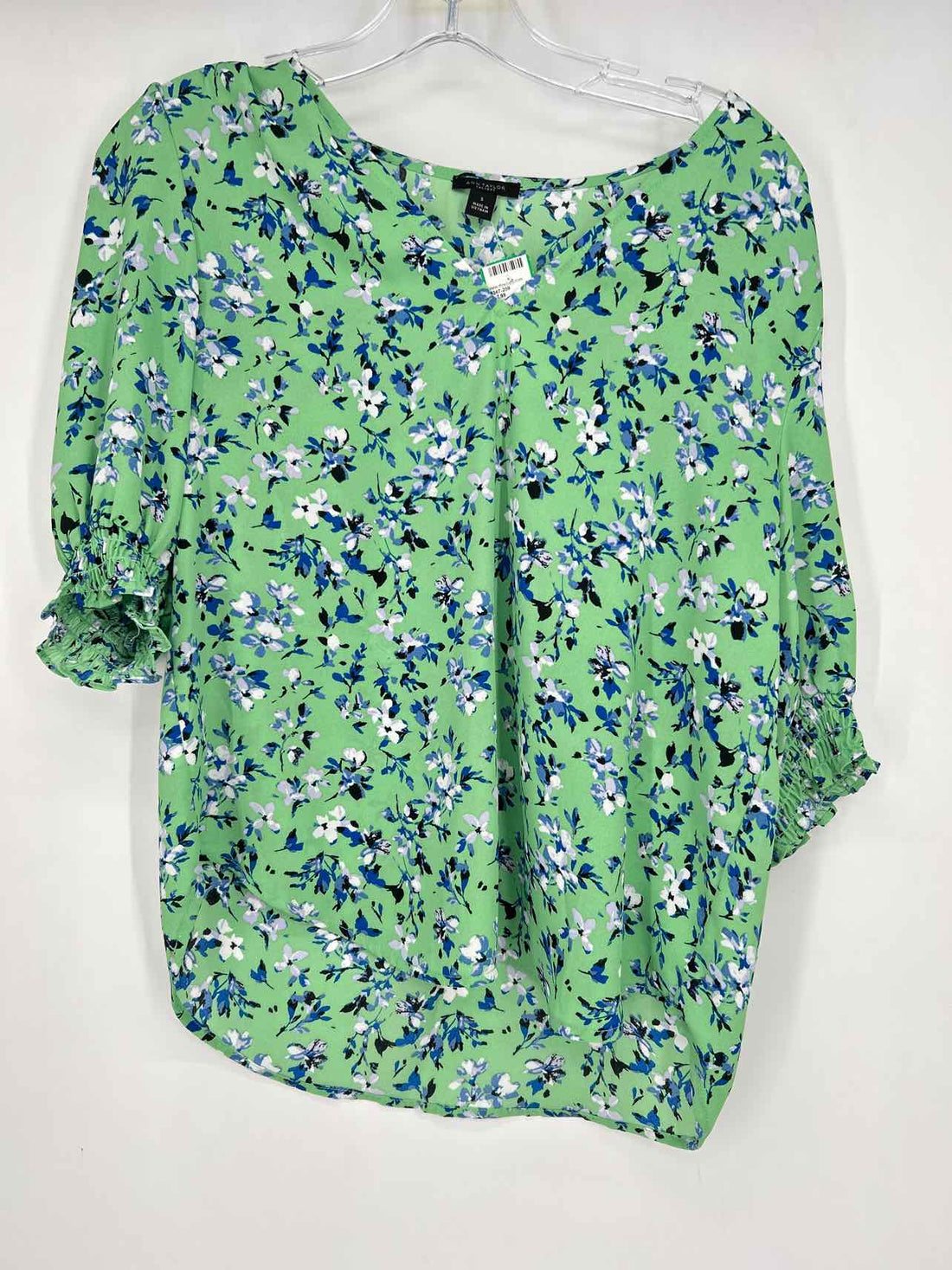 Ann Taylor Size S Mint & Blue Floral Short Sleeve